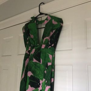 Palm print maxi dress